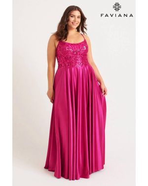 Faviana A-Line Scoopneck Gown - Pink