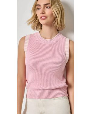 Lilla P Sleeveless Crewneck Sweater - Pink