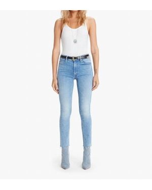 Mother Mid Rise Dazzler Ankle Fray Jeans - Blue