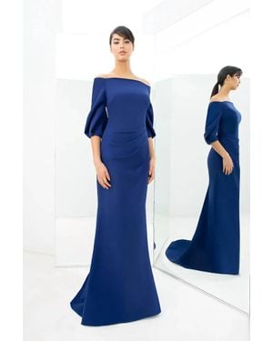 Alexander by Daymor Off Shoulder Prom Dress - Blue