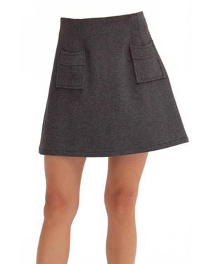 Crescent Molly Wool Blend Skater Mini Skirt - Black