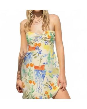 illa illa Painted Strapless Garden Dress - Green