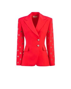 Saiid Kobeisy Coral Crepe Tailored Ring-Detail Jacket