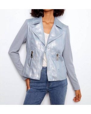 Charlie b Foiled Faux Leather And Rib Knit Jacket - Blue