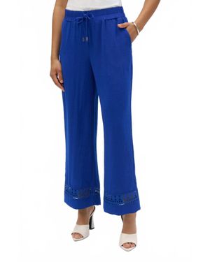 Joseph Ribkoff Lace Detail Gauze Pants - Blue