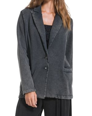 Deha Relaxed Fit Flap Pockets Cotton Sweatshirt Blazer - Gray