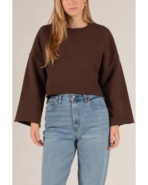 Before You French Terry Cropped Sweatshirt - Brown