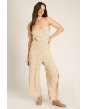 Project Social T Last Dance Twist Back Sweater Rib Jumpsuit - Natural