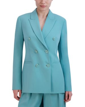 BCBGMAXAZRIA Embellished Long Sleeve Double-Breasted Blazer - Blue