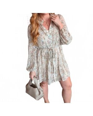 Fate Zoe Floral Mini Dress - Gray