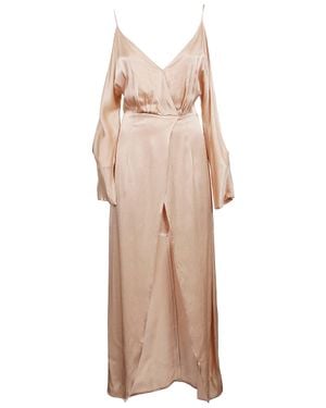 Jovonna London Viscose Spaghetti Strap Midi Dress - Natural