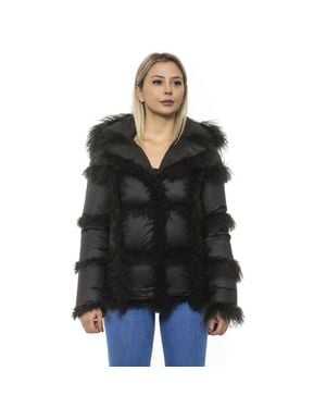 MR & MRS Poly Jacket With Lamb Fur Hood For - Black