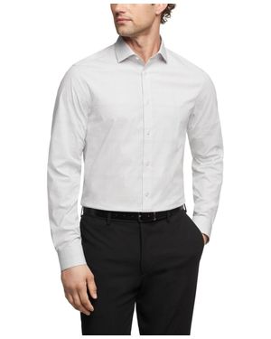 Calvin Klein Dress Shirt Non Iron Stretch Slim Fit Check Gray - White
