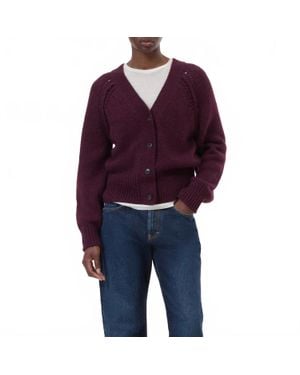 Closed Waisted Cardigan Alpaca Sweater - Blue
