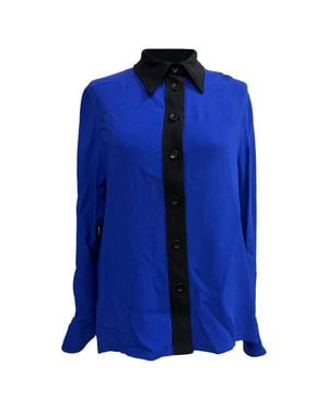 JOSEPH Two Tone Button Down Blouse - Blue