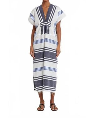 lemlem Gasira V-Neck Caftan Dress - Blue