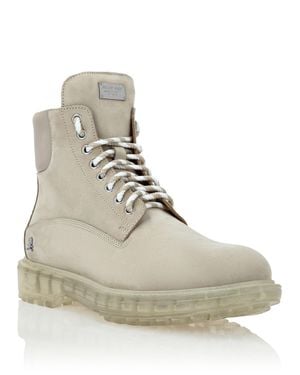 Philipp Plein Nabuk Hiking Low Flat Boots The Hunter - Natural