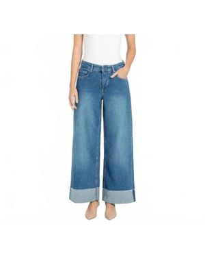Mac Jeans Nevada Super Wide Raw Hem Cuff Jeans - Blue