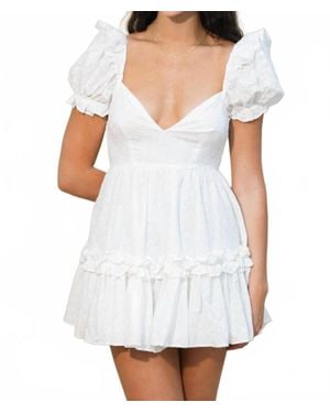 Sky To Moon Ivy Eyelet Ruffle Mini Dress - White
