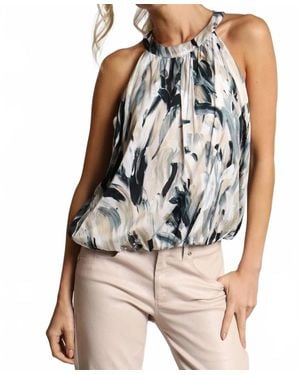 Lola & Sophie Brush Strokes Bubble Halter Top - White