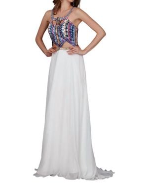 Angela & Alison Sparkly Prom Dress - White