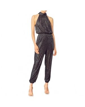 Mustard Seed High Neck Sequin Jumpsuit - Black