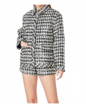 Endless Rose Sequins Check Jacket - Black