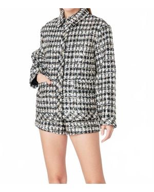 Endless Rose Sequins Check Jacket - Black
