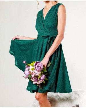 Vine & Love V-Neck Sleeveless Tie Waist Dress - Green