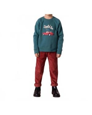 Bonton Santa's Road Trip Fleece Sweatshirt - Blue