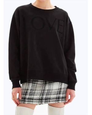 Chrldr Love Side Zip Straight Crewneck Sweatshirt - Black