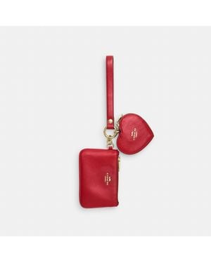COACH Wristlet And Heart Pouch - Red