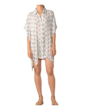 Elan Long Blouse Dress - White
