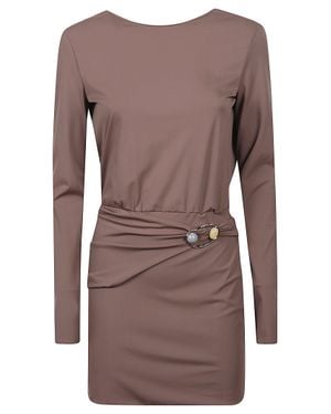 HAMOULET Fitted Minidress With Round Neckline - Brown