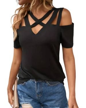 Shiying Off The Shoulder Strappy Top - Black