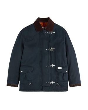 Fay 4-Hook Jacket With Corduroy Details And Lobster-Claw Fastening - Blue