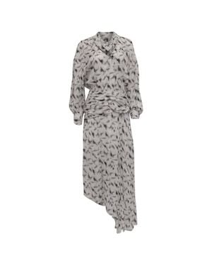 IRO Jensen Asymmetric Printed Midi Dress - Gray