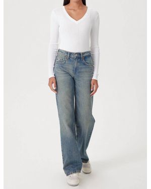 Goldie Valerie Long Sleeve V Neck Top - Blue