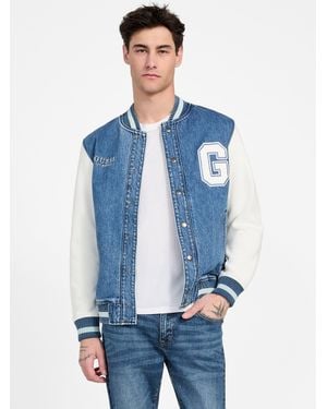 Guess Stephen Denim Flight Jacket - Blue