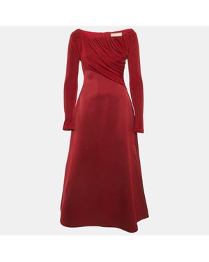 Chats by C.Dam Chats By C. Dam Jersey And Crepe Off-Shoulder Gown - Red