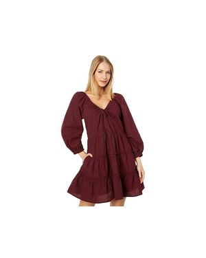 Madewell Teresa Mini Dress Cabernet Tie Front Tiered Long Sleeve Jdm512
