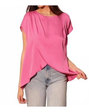 Tyche Washed Poly Silk Tulip Tunic Top - Pink