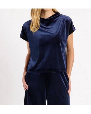 Jude Connally Tillie Stretch Velvet Top - Blue