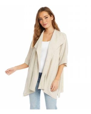 Karen Kane Sabrina Short Sleeve Linen Blend Draped Jacket - White