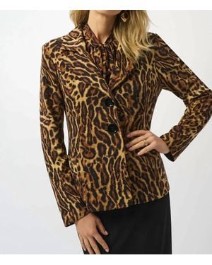 Joseph Ribkoff Animal Print Fitted Blazer Jacket - Brown