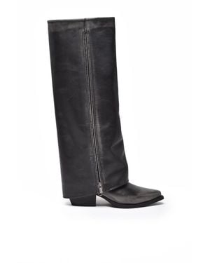 METISSE Leather Texan Boots - Black