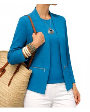 J'Envie/Eli Torino Zip Ribbed Cardigan - Blue