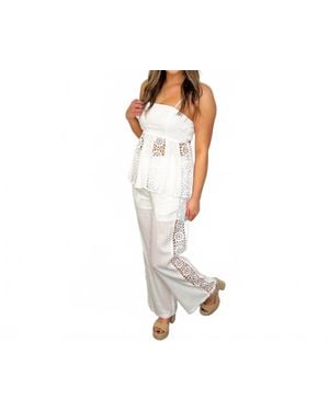 Main Strip What About Romance Crochet Side High-Rise Pants - White