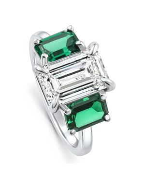 Pompeii3 Certified 5Ct Emerald Diamond Ring 14K Or Platinum Lab Grown - Green