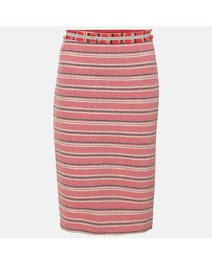 Weekend by Maxmara Striped Tweed Midi Skirt - Pink